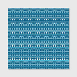 Холст квадратный Новогодний узор сине-белого цвета, цвет: 3D-принт — фото 2