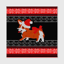 Холст квадратный Новогодний корги Новый Год, цвет: 3D-принт — фото 2