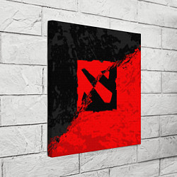 Холст квадратный DOTA 2 RED BLACK LOGO, БРЫЗГИ КРАСОК, цвет: 3D-принт — фото 2