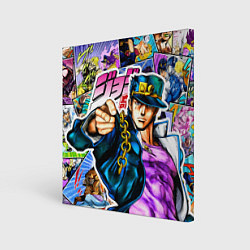 Холст квадратный Джотаро - JoJos Bizarre Adventure, цвет: 3D-принт