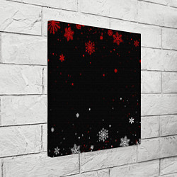 Холст квадратный КРАСНО БЕЛЫЕ СНЕЖИНКИ НА ЧЁРНОМ ФОНЕ, цвет: 3D-принт — фото 2