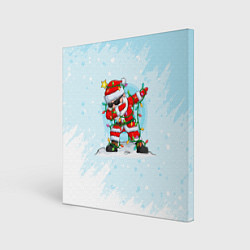 Холст квадратный Santa Dabbing в гирлянде, цвет: 3D-принт