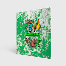 Холст квадратный Minecraft персонажи мобы, цвет: 3D-принт