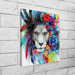 Холст квадратный Лев - сильный взгляд, цвет: 3D-принт — фото 2