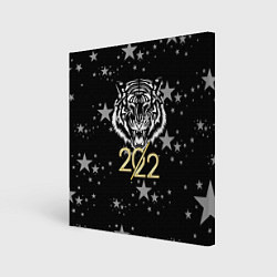Холст квадратный Символ года тигр 2022 Ура-Ура!, цвет: 3D-принт