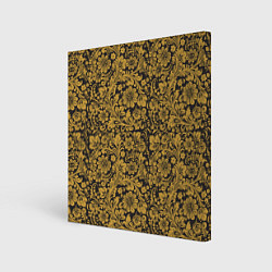 Холст квадратный Золотые Цветы хохлома, цвет: 3D-принт