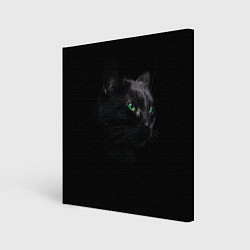 Холст квадратный Черна кошка с изумрудными глазами, цвет: 3D-принт