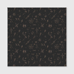 Холст квадратный Паттерн пентаграмма черный, цвет: 3D-принт — фото 2