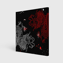 Холст квадратный Китайский дракон Красно - Белый, цвет: 3D-принт