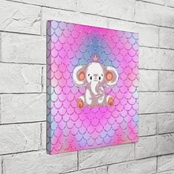 Холст квадратный Маленький слоненок с короной, цвет: 3D-принт — фото 2