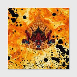 Холст квадратный ЯПОНСКИЙ ОГНЕННЫЙ ДРАКОН, цвет: 3D-принт — фото 2