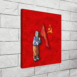 Холст квадратный Бабушка с символом победы, цвет: 3D-принт — фото 2