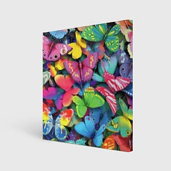 Холст квадратный Стая бабочек Pattern, цвет: 3D-принт