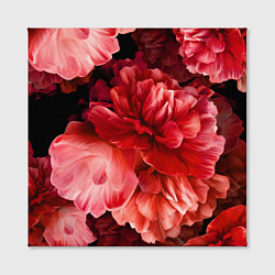 Холст квадратный Цветы Красные Пионы, цвет: 3D-принт — фото 2