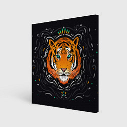 Холст квадратный Взгляд Тигра Eye of Tiger, цвет: 3D-принт