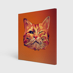 Холст квадратный Полигональный кот подмигивает, цвет: 3D-принт