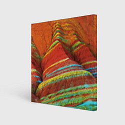 Холст квадратный Знаменитые разноцветные горы Китай, цвет: 3D-принт