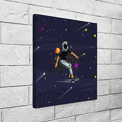 Холст квадратный Космонавт - скейтбордист, цвет: 3D-принт — фото 2