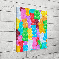 Холст квадратный Мармеладные мишки разноцветные, цвет: 3D-принт — фото 2