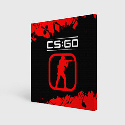 Холст квадратный CS:GO лого с линиями и спецназом, цвет: 3D-принт