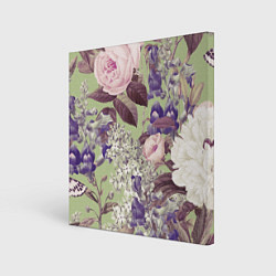 Холст квадратный Цветы Чудесный Садовый Узор, цвет: 3D-принт