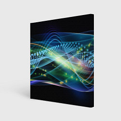 Холст квадратный Неоновые блуждающие огни Абстракция Neon Wandering, цвет: 3D-принт