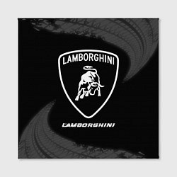 Холст квадратный Lamborghini Speed на темном фоне со следами шин, цвет: 3D-принт — фото 2