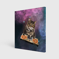 Холст квадратный Космический котёнок диджей Space DJ Cat, цвет: 3D-принт