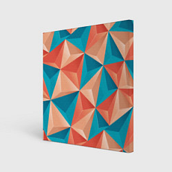 Холст квадратный Розово-бирюзовая полигональ, цвет: 3D-принт