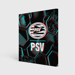 Холст квадратный PSV FC в стиле Glitch на темном фоне, цвет: 3D-принт