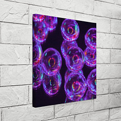 Холст квадратный Неоновые сюрреалистичные пузыри - Фиолетовый, цвет: 3D-принт — фото 2