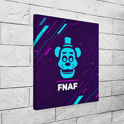 Холст квадратный Символ FNAF в неоновых цветах на темном фоне, цвет: 3D-принт — фото 2