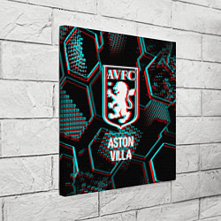 Холст квадратный Aston Villa FC в стиле Glitch на темном фоне, цвет: 3D-принт — фото 2
