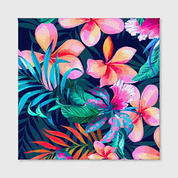 Холст квадратный Яркие тропические цветы Лето, цвет: 3D-принт — фото 2