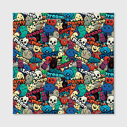 Холст квадратный Граффити черепа и рожицы, цвет: 3D-принт — фото 2