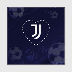 Холст квадратный Лого Juventus в сердечке на фоне мячей, цвет: 3D-принт — фото 2