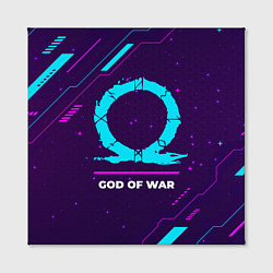 Холст квадратный Символ God of War в неоновых цветах на темном фоне, цвет: 3D-принт — фото 2