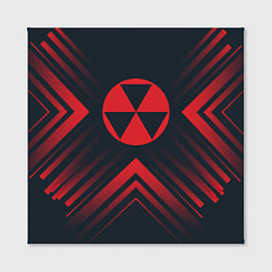 Холст квадратный Красный Символ Fallout на темном фоне со стрелками, цвет: 3D-принт — фото 2