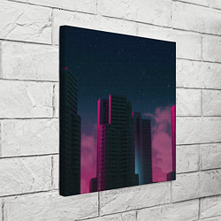 Холст квадратный Неоновые небоскрёбы - Розовый, цвет: 3D-принт — фото 2