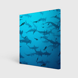 Картина квадратная Акулы - океан