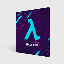 Холст квадратный Символ Half-Life в неоновых цветах на темном фоне, цвет: 3D-принт