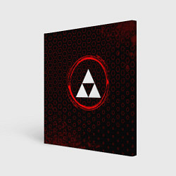 Холст квадратный Символ Zelda и краска вокруг на темном фоне, цвет: 3D-принт