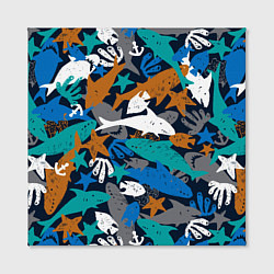 Холст квадратный Акула и другие обитатели океана, цвет: 3D-принт — фото 2