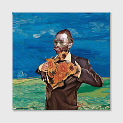 Холст квадратный Ван Гог портрет с Подсолнухами, цвет: 3D-принт — фото 2