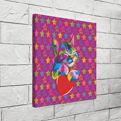 Холст квадратный Сердечный котик в поп-арте, цвет: 3D-принт — фото 2