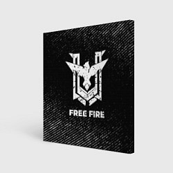 Холст квадратный Free Fire с потертостями на темном фоне, цвет: 3D-принт