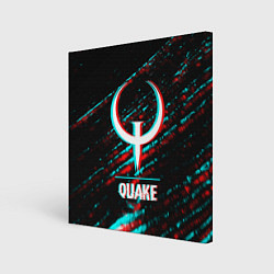Холст квадратный Quake в стиле glitch и баги графики на темном фоне, цвет: 3D-принт