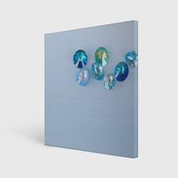 Холст квадратный Драгоценные блестящие камни на сером фоне, цвет: 3D-принт