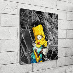 Холст квадратный Барт Симпсон разбил из рогатки стекло, цвет: 3D-принт — фото 2