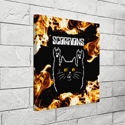 Холст квадратный Scorpions рок кот и огонь, цвет: 3D-принт — фото 2